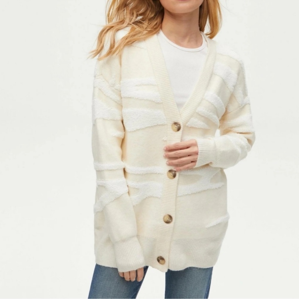 Anthropologie Cream Button-Up Cardigan